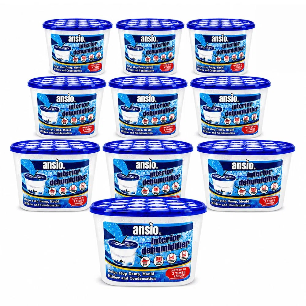 ANSIO Deumidificatore 500 ml Deumidificatore per rimuovere la condensa per umidità, muffa, umidità in casa, cucina, guardaroba, camera da letto, roulotte, ufficio, garage, bagno, cantina (confezione da 10)