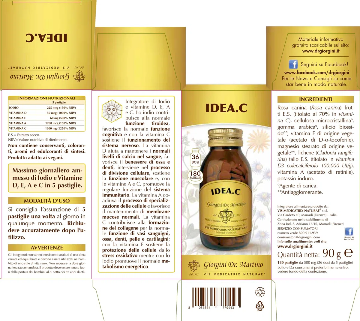 Dr Giorgini Idea.C - difese immuniarie - Iodio, Vitamina D, E, A e C - 180 pastiglie