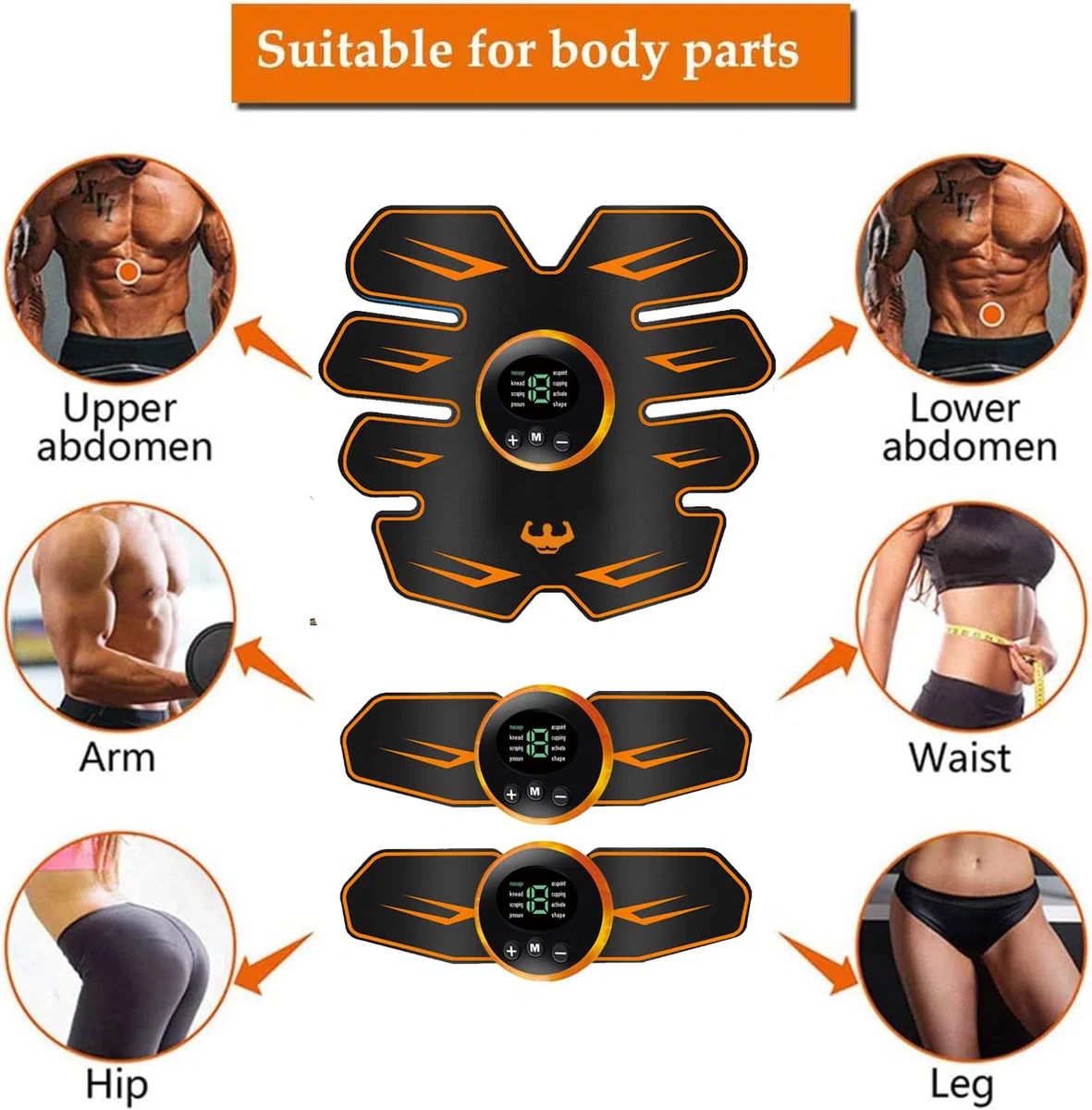 Elettrostimolatore per Addominali,Elettrostimolatore Muscolare,EMS Stimolatore,USB Addominale Tonificante Cintura, Cintura Addominale per Muscoli Addominali snelli e tonici,Addome/Braccio/Gamba