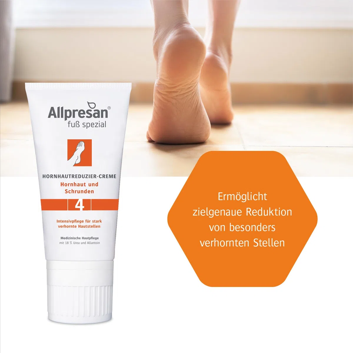 Allpresan Piede speciale n. 4 crema per ridurre la calli, crema per i piedi contro calli e cicli, come trattamento per 14 giorni di piedi cheratinizzati – 2 x 40 ml