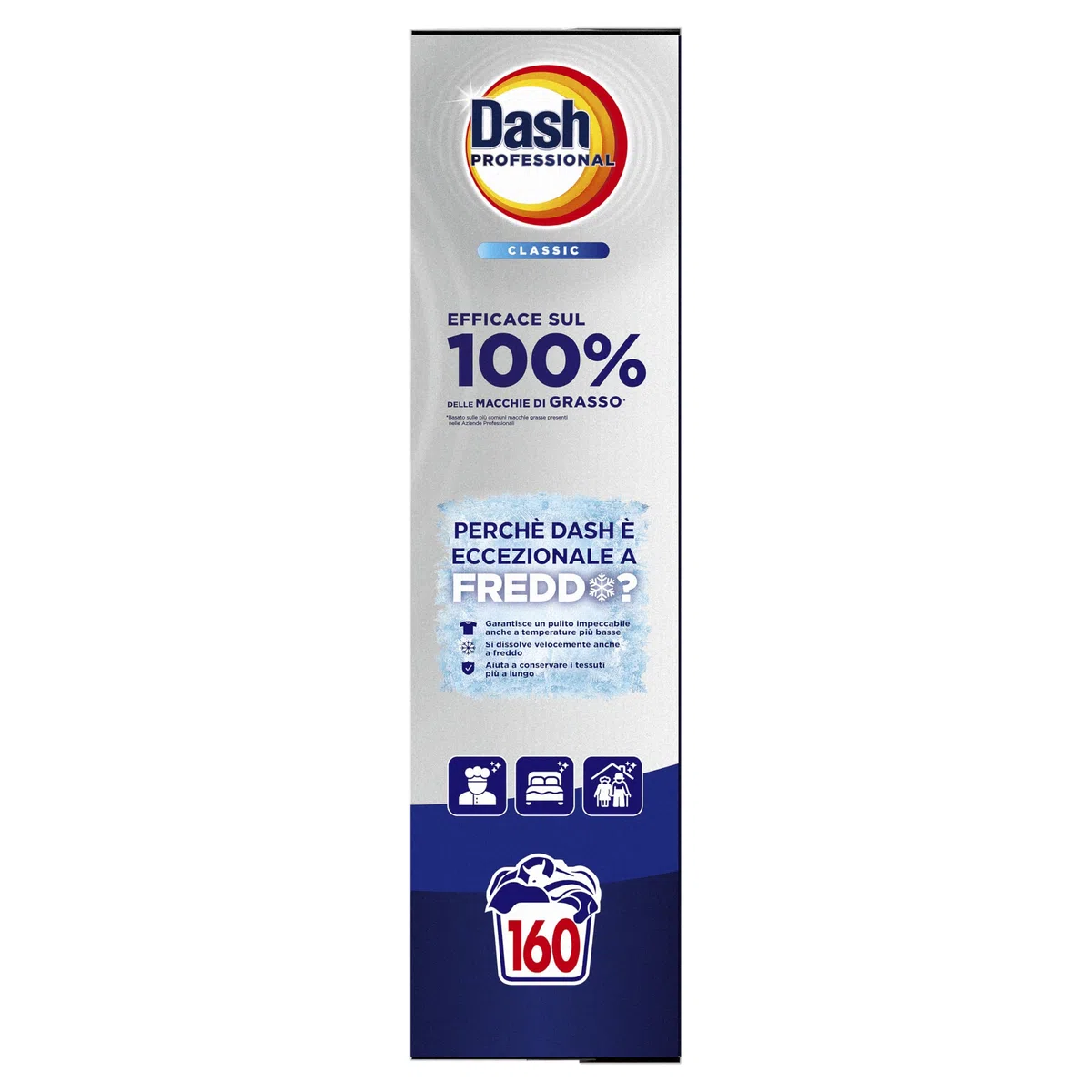 Dash Professional Classico, Detersivo Lavatrice Polvere Professionale, 160 lavaggi, 8kg, Efficace su tutti i tipi di macchie grasse, Bianco Straordinario, Per Bucato Professionale