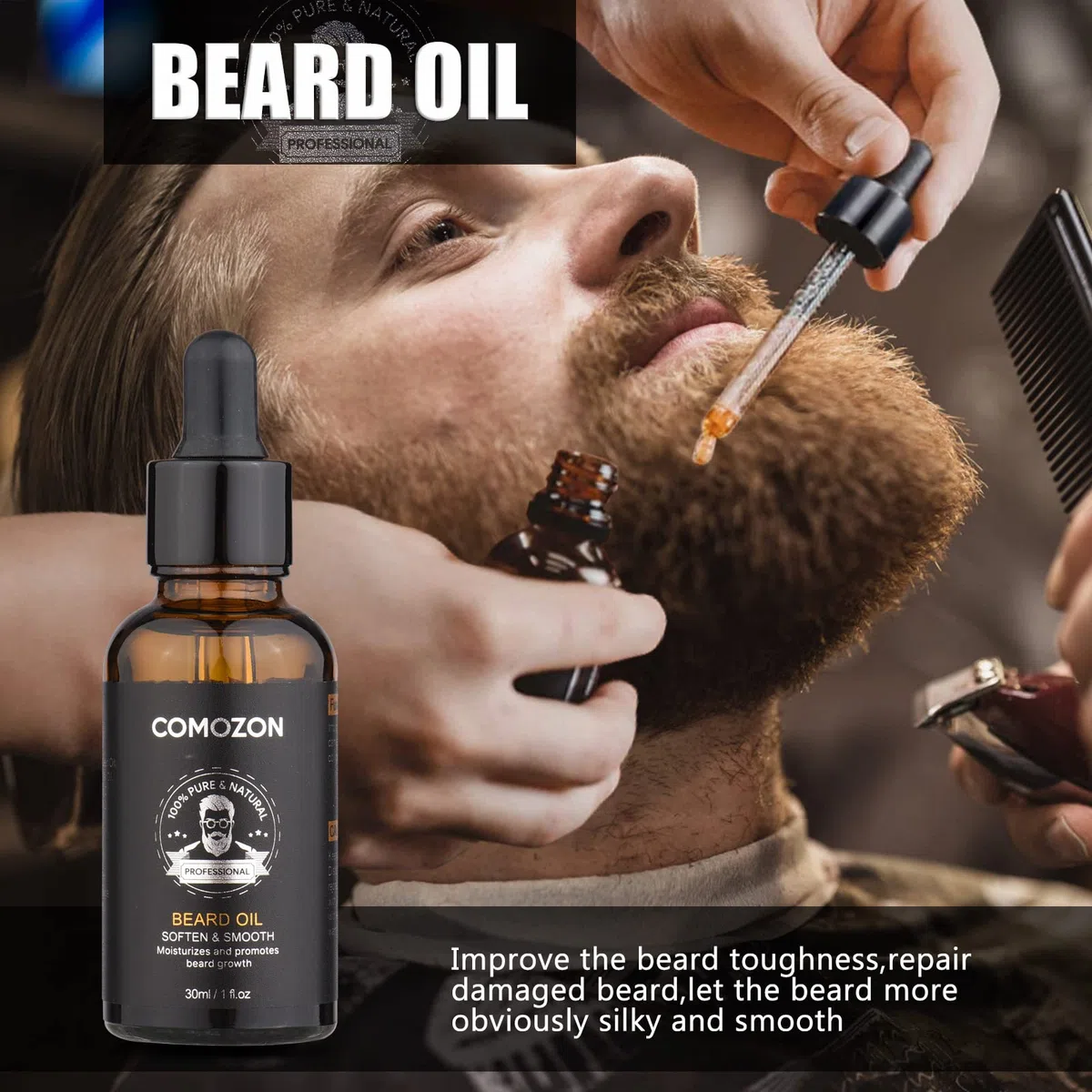 Kit Barba Uomo comozon Naturale Set Barba Uomo Regalo con Balsamo Barba, Olio Barba, Shampoo Barba, Regola Barba, Pettine Barba, Spazzola Barba
