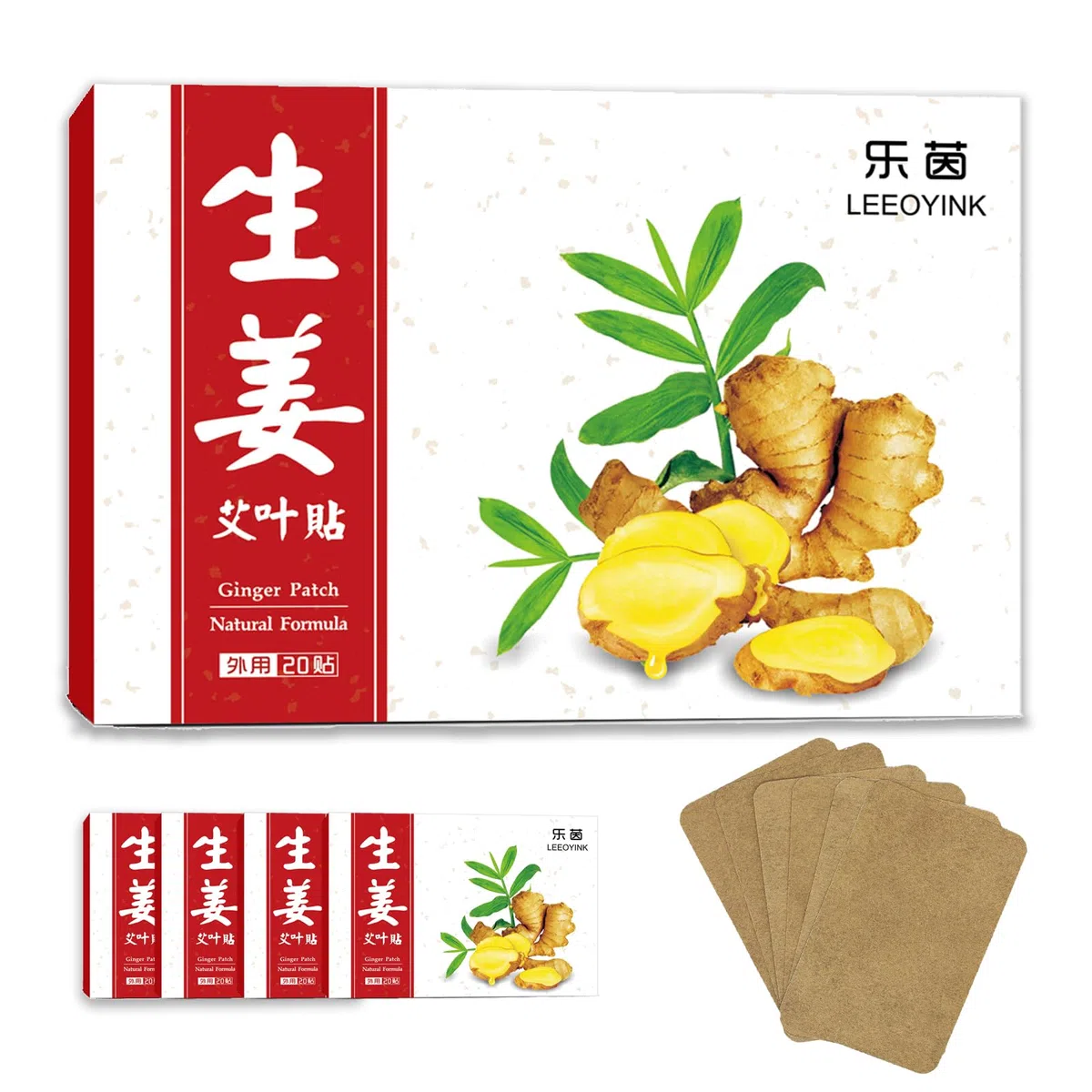 Cerotto allo zenzero per alleviare il disagio, terapia naturale del calore per alleviare muscoli e articolazioni, collo e schiena, lunga durata, facile da usare, 5 scatole, 100 cerotti