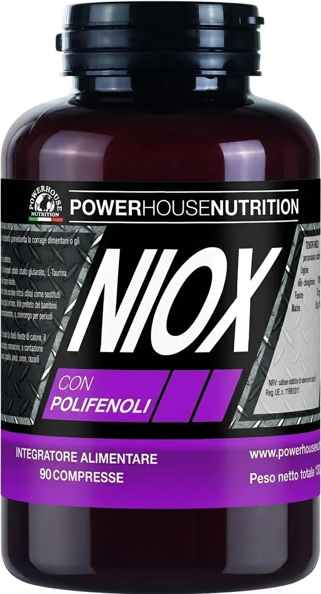 L-arginina - Ossido Nitrico, NIOX con Polifenoli Powerhouse Nutrition, Intregratore Acetil Cisteina, Tè verde e Taurina, Favorisce Vascolarizzazione, Definizone, Energia, Made in Italy, 90 Compresse