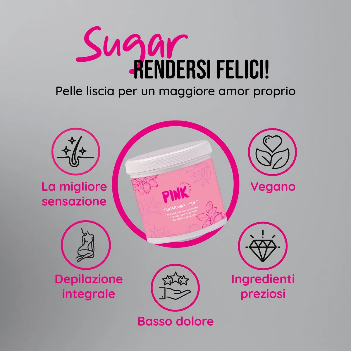 Pasta di zucchero perfettamente rosa Cera depilatoria morbida - 500g