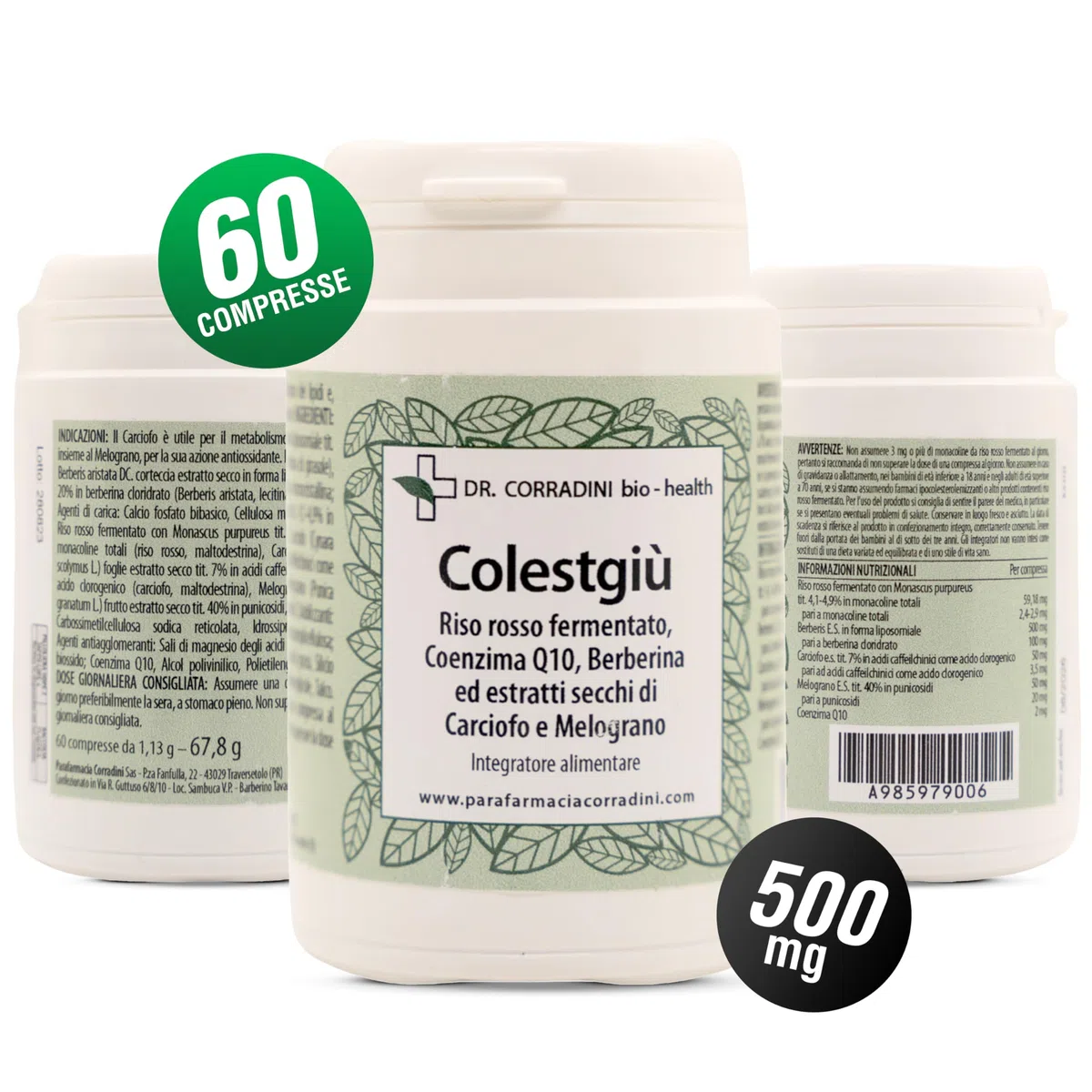 Dr. Corradini Berberina Liposomiale con Riso Rosso Fermentato Coezima Q10 Carciofo e Melograno - Berberina hcl 500 mg Complex Rapido Assorbimento