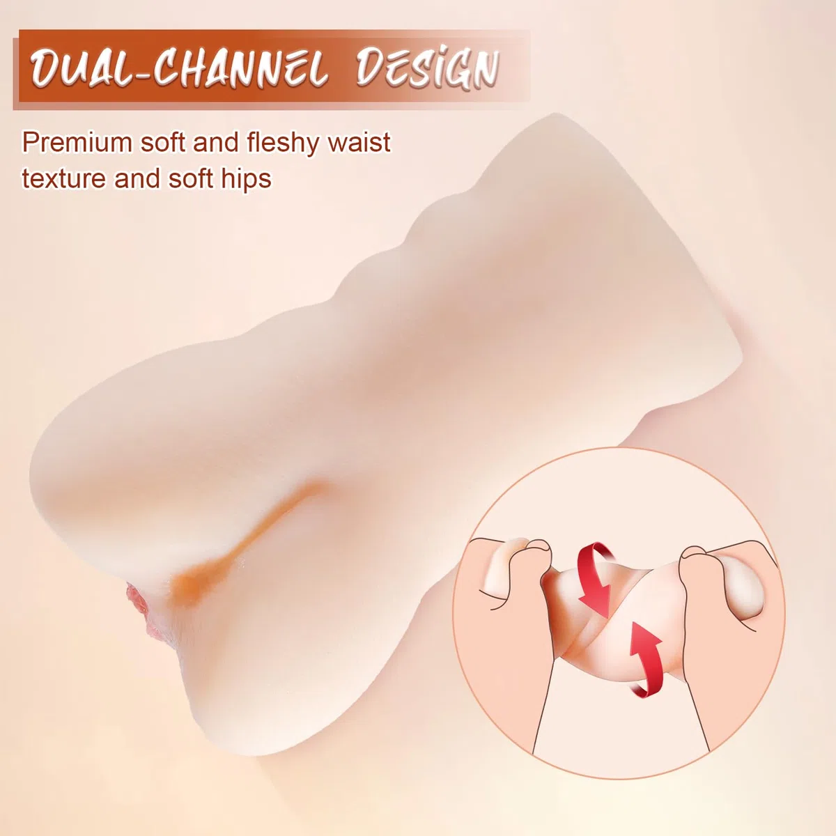 R4F - Prodotto palmare in silicone maschio a doppio canale, color carne, facile da pulire, design realistico, facile da trasportare, può essere utilizzato in qualsiasi momento, 16,5 cm