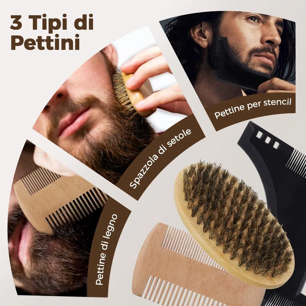 Bledras 13 in 1 Barba Cura Set, Cura Della Barba Professionale per Uomo, con Olio da Barba, Balsamo Barba, Shampoo Barba, Rasoio Dritto, Forbici, Spazzola,Pettine, Kit Barba Uomo Regali per Lui e Papà