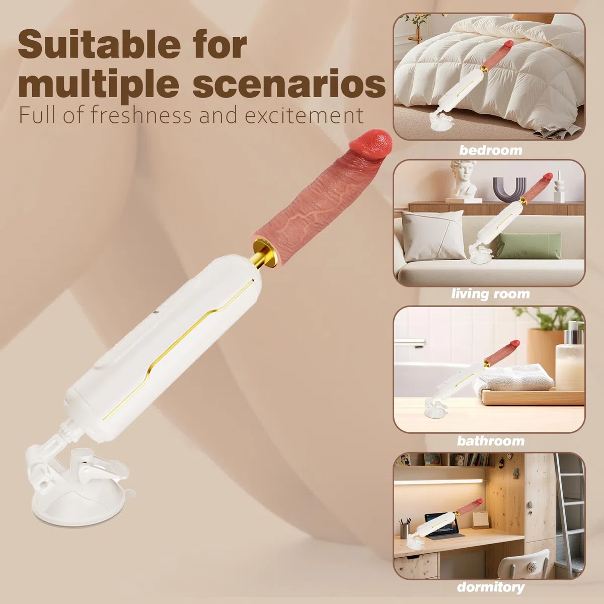 Macchina di piacere con dildo realistico – Vibratore penetrante automatico, 6 modalità di vibrazione e avanti e indietro, dildo a ventosa grande formato per stimolazione G-Spot/Clitoridea/Anale