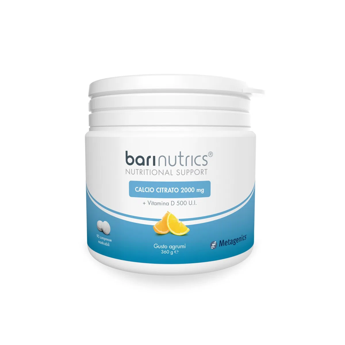 Metagenics BariNutrics Calcio Citrato + Vitamina D - Integratore Alimentare - 90 Compresse Masticabili, Gusto Agrumi