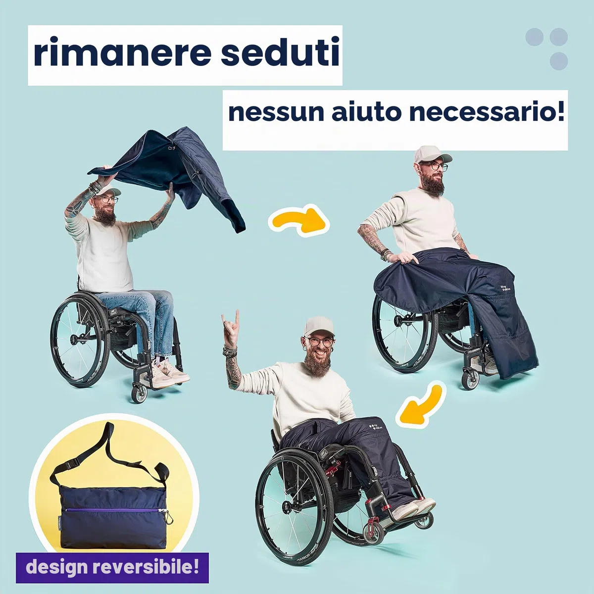 myBlanket Coperta per Sedia a Rotelle Estate - Coprugambe Impermeabile al Vento e alla Pioggia, Leggera e Compatta per Utenti di Sedie a Rotelle Manuali ed Elettriche - Cotone (S-M)