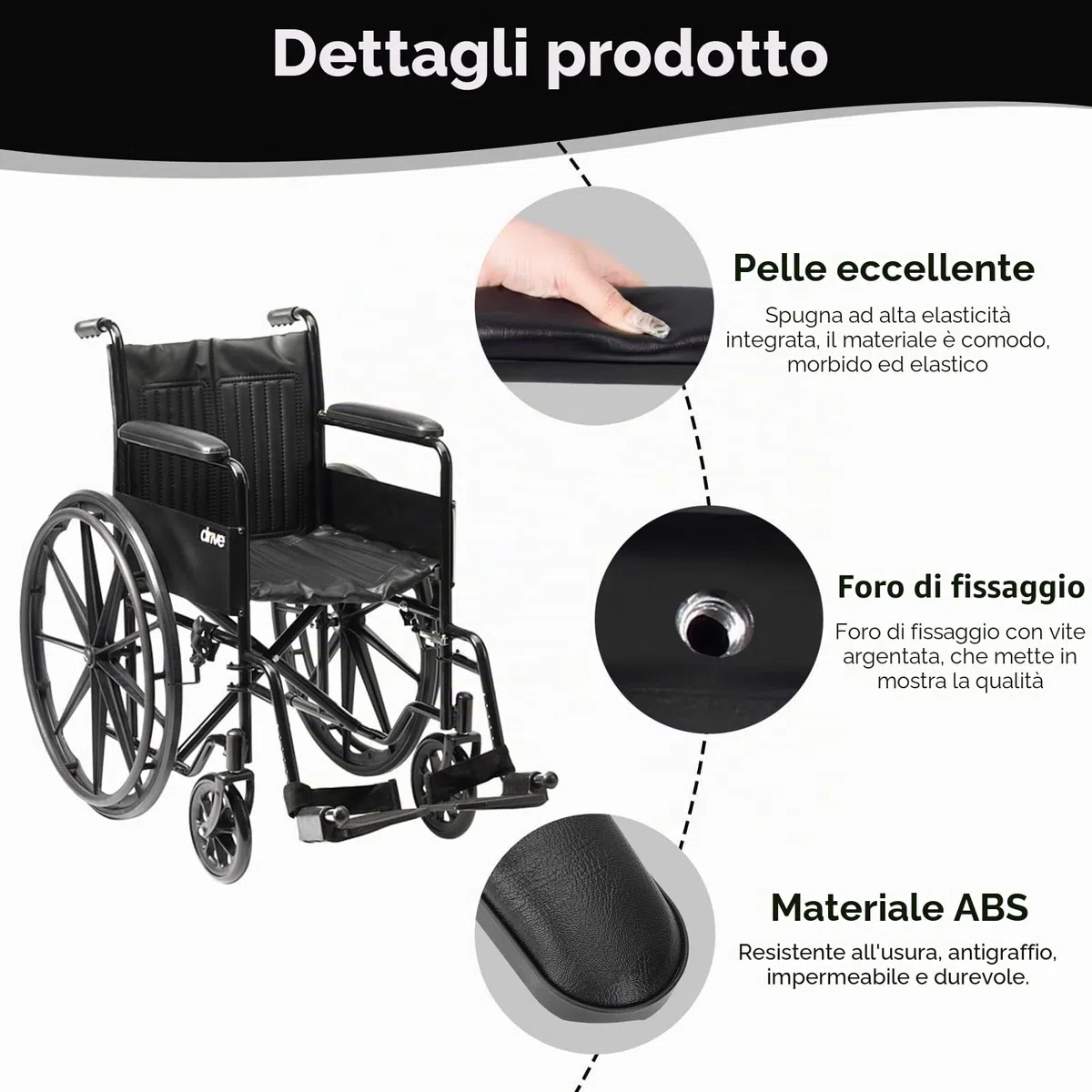 HERCHR Copertura del Bracciolo della Sedia a Rotelle, 2 Pezzi Copertura Imbottita per Bracciolo Universale per Sedia a Rotelle Accessori per Cuscino Antidecubito per la Sostituzione