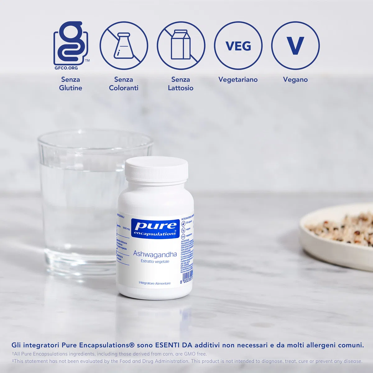 Pure Encapsulations - Ashwagandha – Integratore con Withania somnifera (Ginseng Indiano) – Capsule Vegane Senza Glutine e Lattosio – 30 Capsule