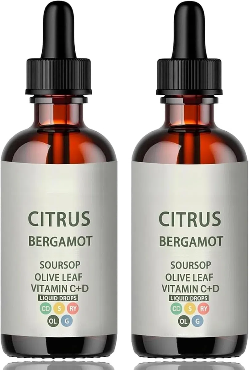 Estratto di Bergamotto Citrato con Foglia d’Olivo, Vitamine, Miscela Naturale, Supporta Vitalità Generale & Circolazione Sana, Senza OGM, Vegano, Confezione da 2