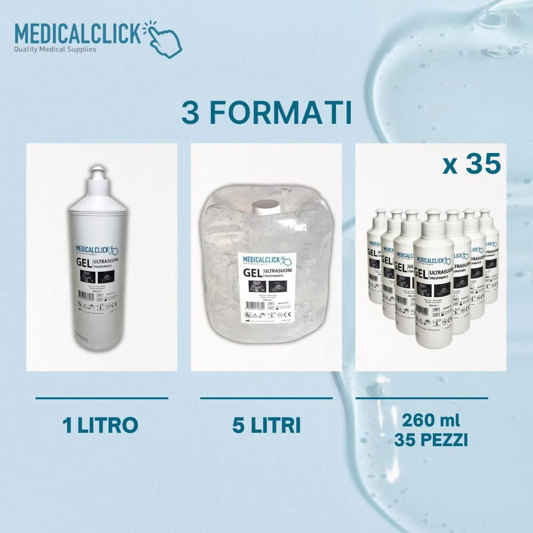 Gel Ultrasuoni, Gel conduttore, Gel Conduttivo Trasparente per Ultrasuoni, Luce Pulsata (IPL), Elettrostimolazione, Laser Diodo, Infrarossi ed Ecografia(Trasparente - 5L)
