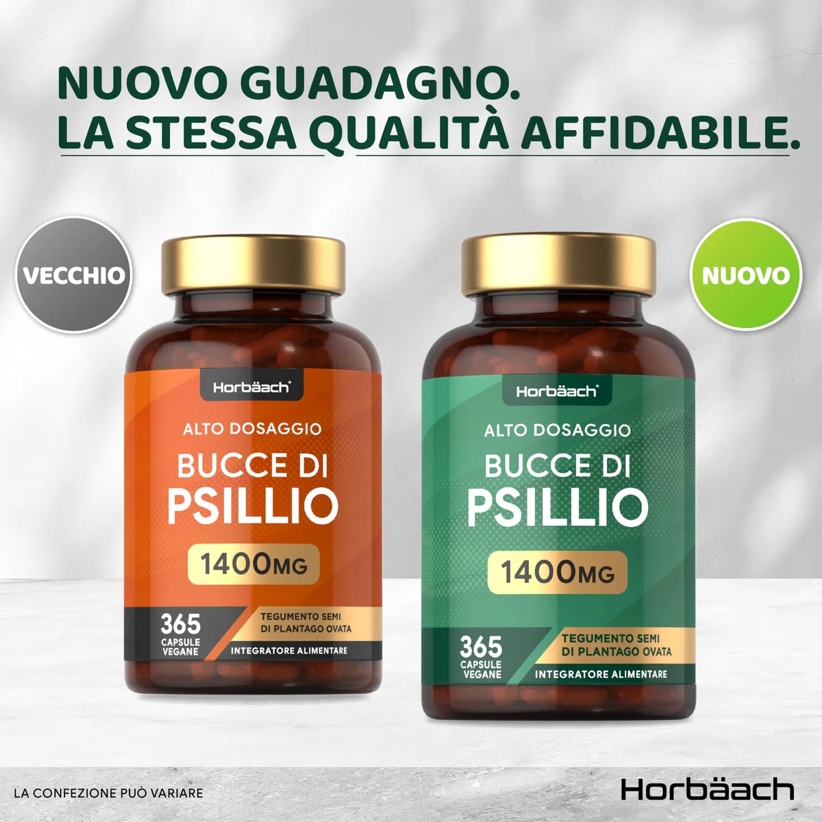 Psillio Capsule Alto Dosaggio 1400 mg | Buccia di Psillio in Polvere | 365 Capsule Vegane per 6 Mesi | Integratore di Fibre | Prebiotico Naturale | Psyllium Husk | di Horbaach