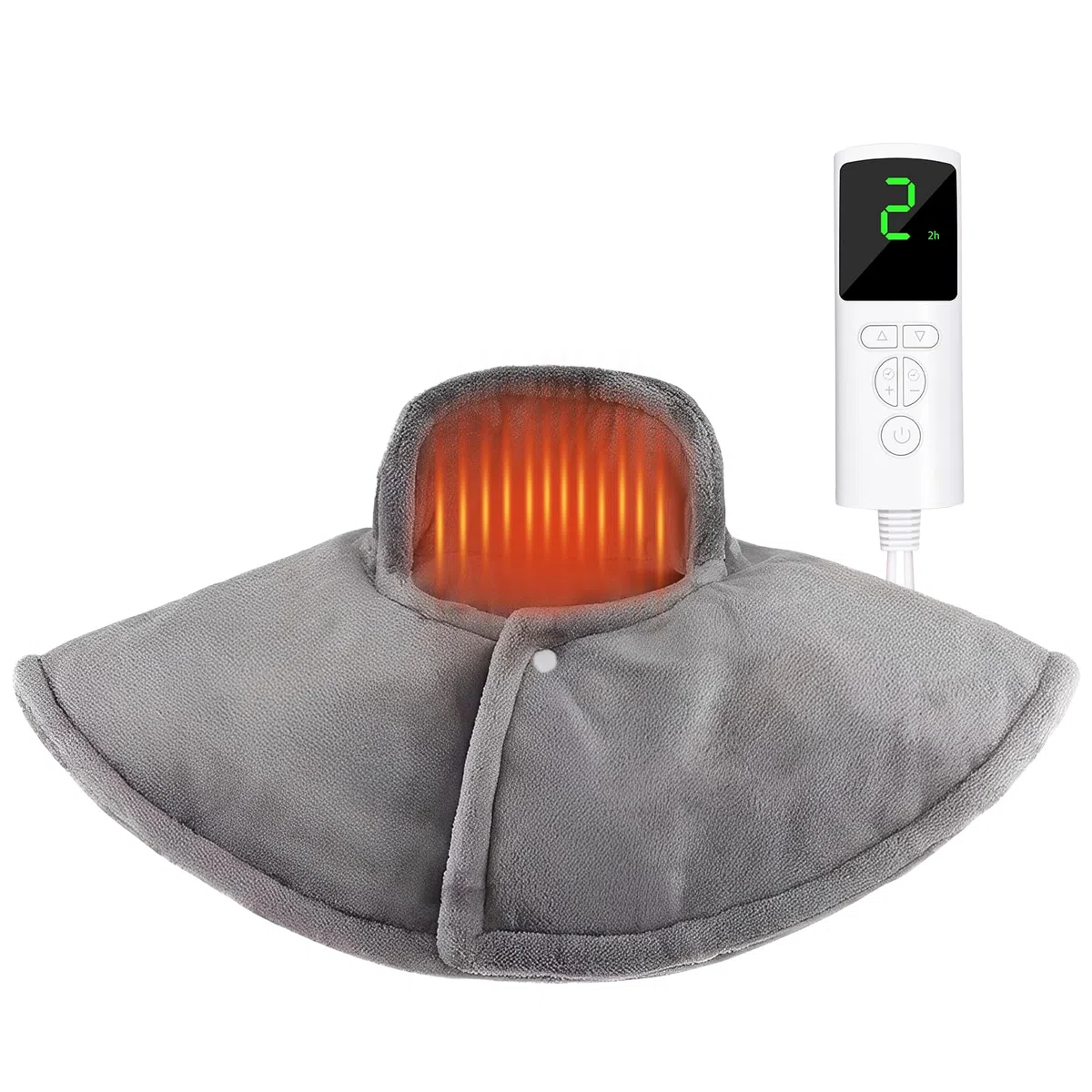 Termoforo Elettrico Schiena e Collo, Scalda Cervicale e Spalle 9 Livelli di Temperatura, Scaldacollo Elettrico per Cervicali 60x55 cm, Scalda Collo Elettrico Collo Spalle Lavabile in Lavatrice, Grigio