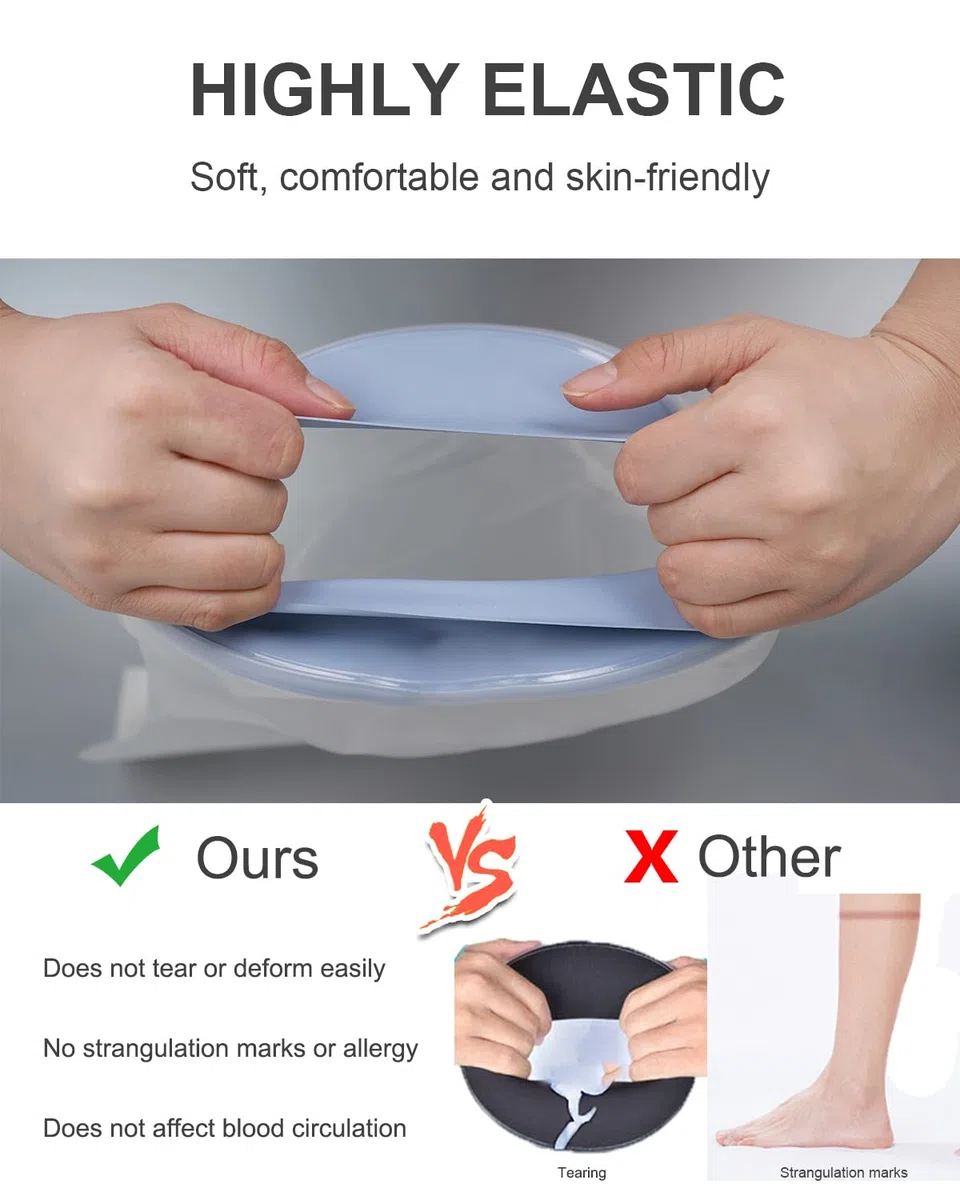 CureSquad Coperture per gambe da doccia, coperture impermeabili per gambe per doccia adulti, protezione morbida e confortevole, borsa riutilizzabile per bendaggio, borsa elastica per doccia per gambe