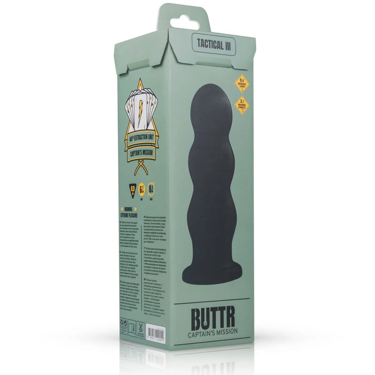 BUTTR Tactical III Buttplug (Ø 5.3-8.3 cm) Con un sensazionale design ondulato a tre punte e ampia base piatta, enorme spina anale XXL per l'utente esperto, liscia, flessibile, bolla, unisex