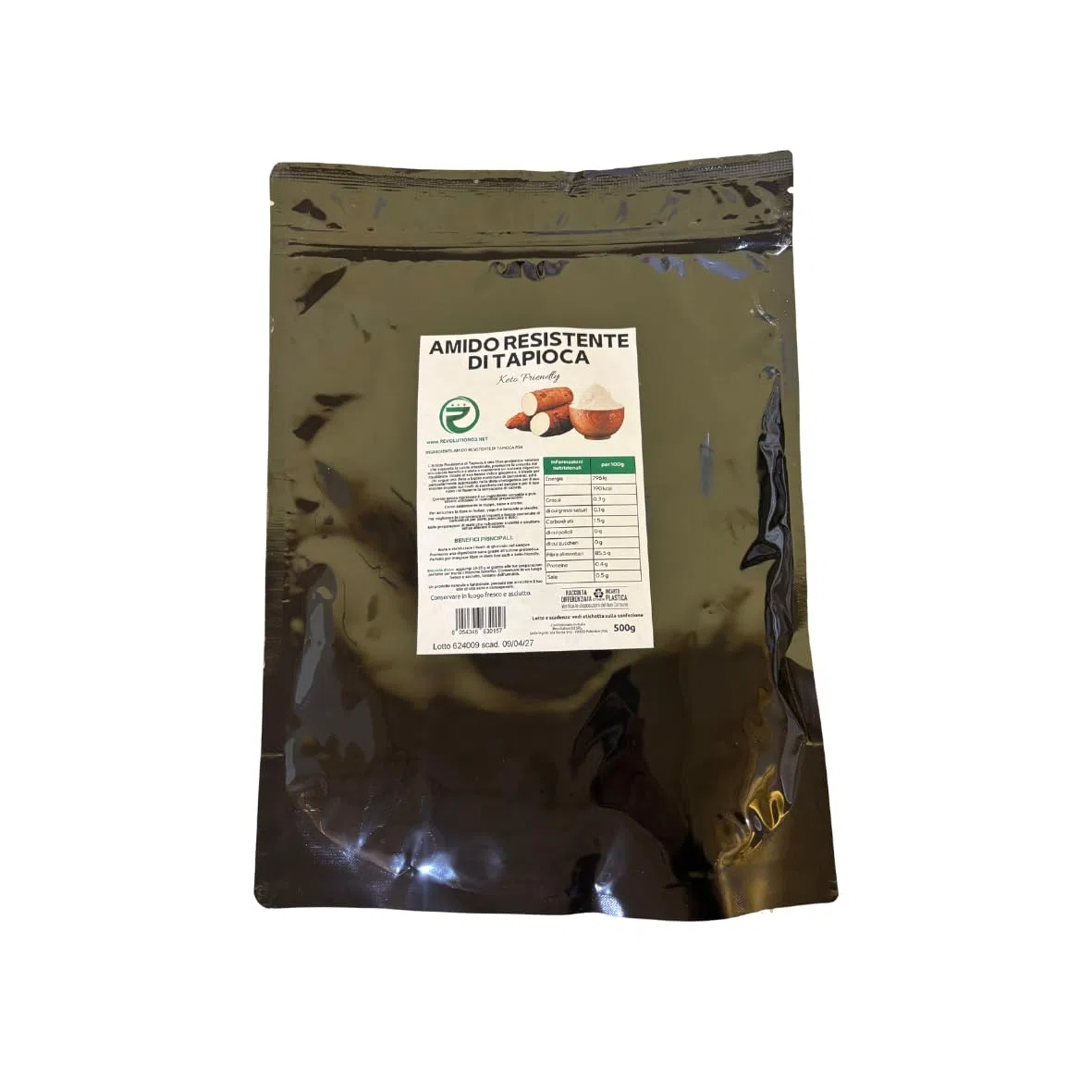 Amido Resistente di Tapioca RS4 | 92% Fibre | 0 Carboidrati Netti | Keto Friendly | Low Carb | Cheto | Basso Indice Glicemico | Artigianale | Made in Italy | 2 CONF. DA 500G