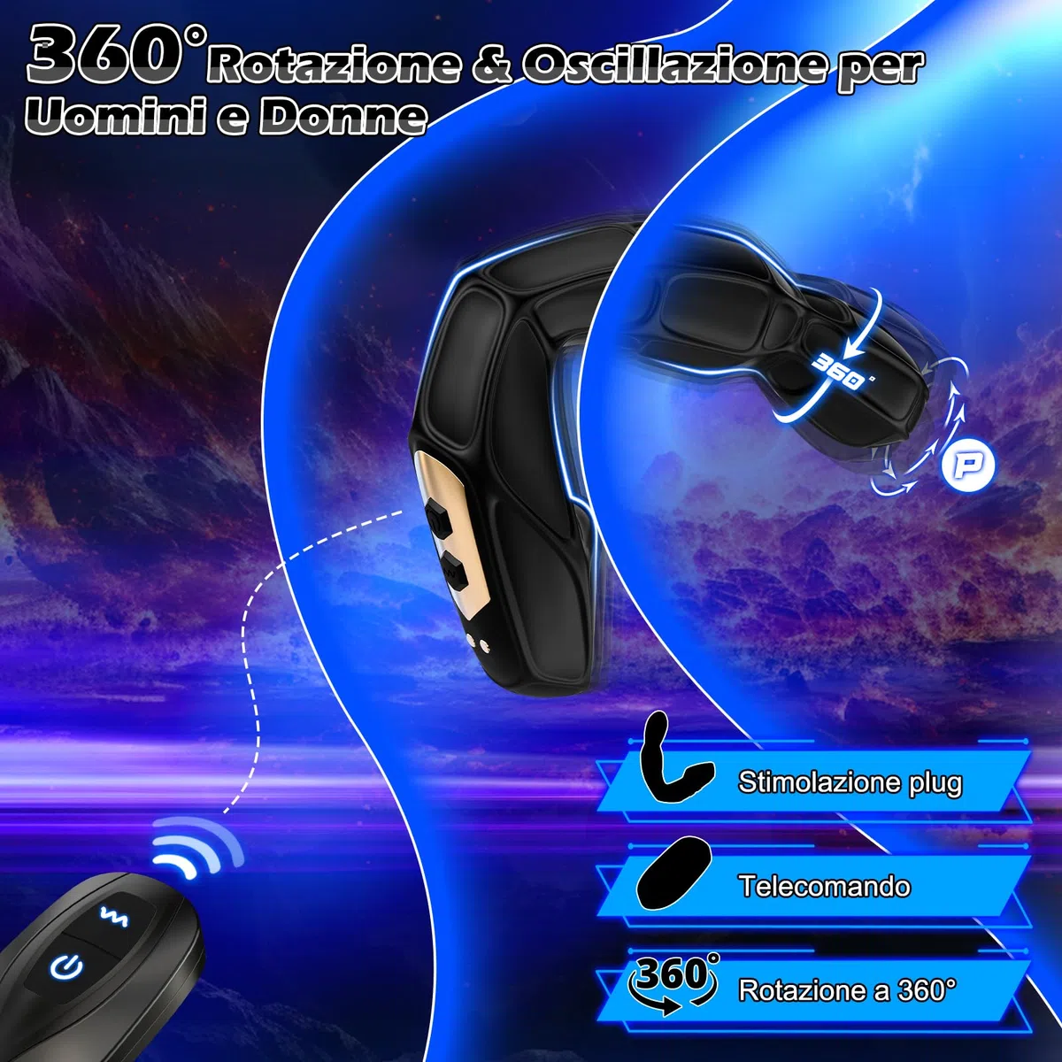 Vibratore Anale Plug sex toys con Telecomando, Sex Toys Anali Dildo con 10 Modalità di Rotazione e 10 Modalità di Vibrazione Sextoysdonna, Plug Anale da Uomo Prostata Vibratore Toys per Donna
