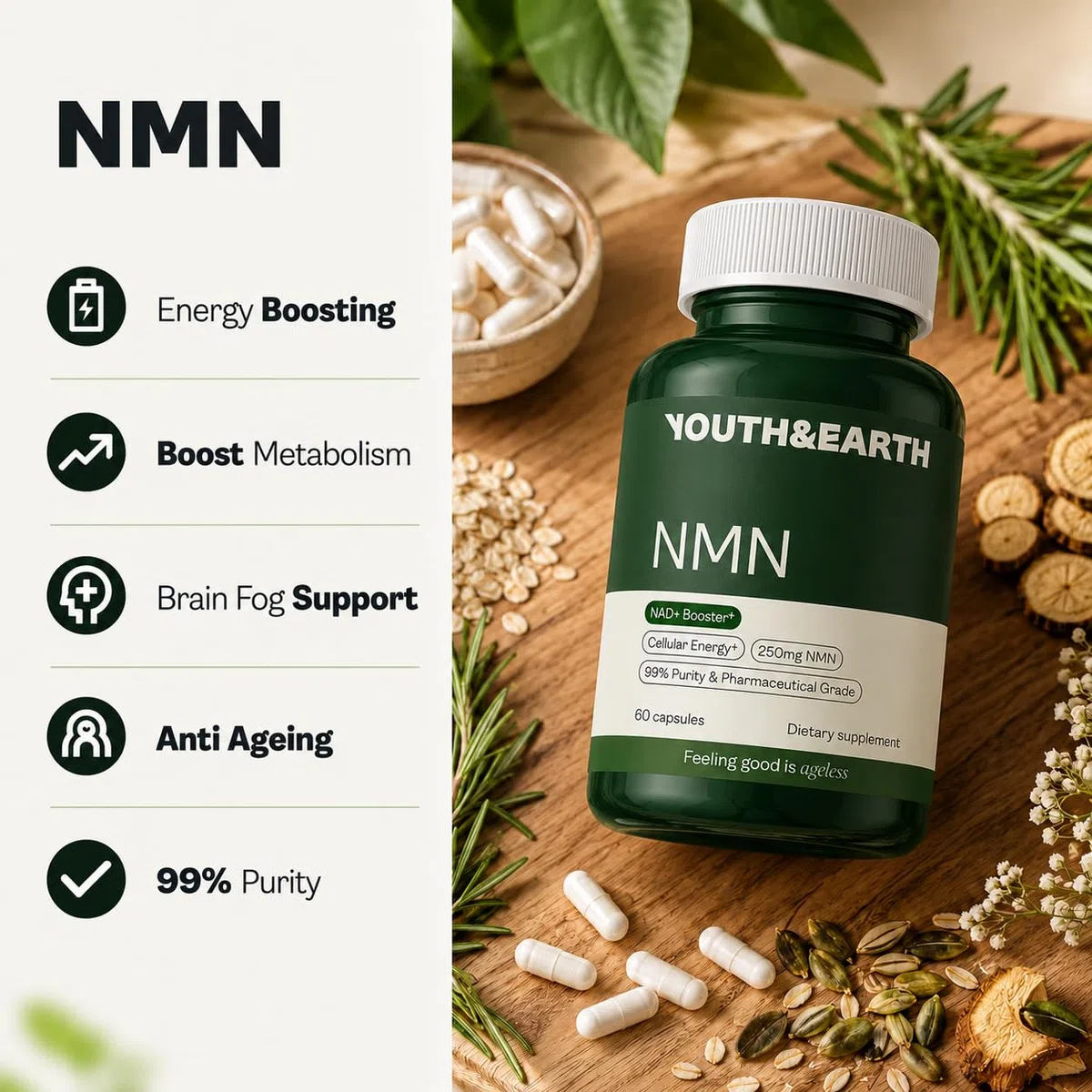 Youth & Earth NAD 250mg 60 Capsule