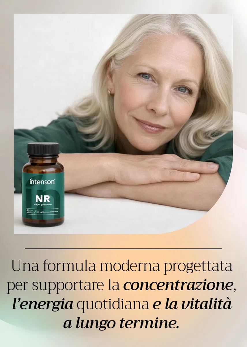 Intenson Nicotinamide Riboside NR, NAD+ Precursor, 300 mg per Capsula, NAD+ Booster, Benessere dell’età, 60 Capsule Vegane, Formula Pulita e Essenziale