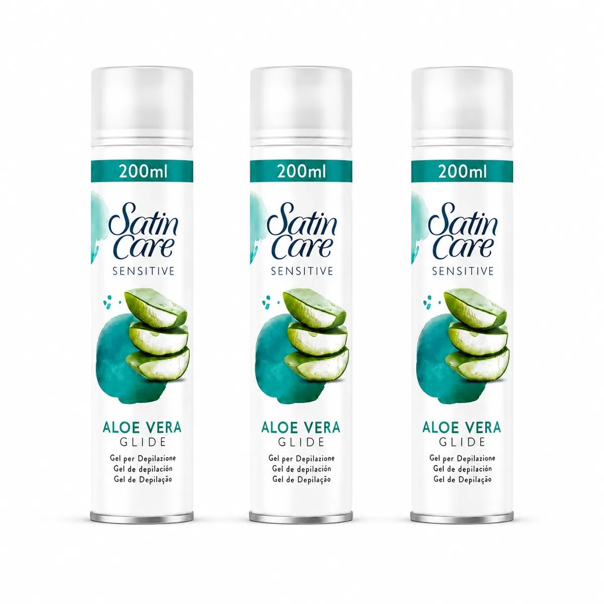 Sensitive Gel per Depilazione Aloe Vera – Gel da Rasatura Donna per Pelli Sensibili, Azione Scorrevole, Delicato e Idratante, Ideale per Gambe, Ascelle e Zona Bikini - 3 Unita da 200 ml