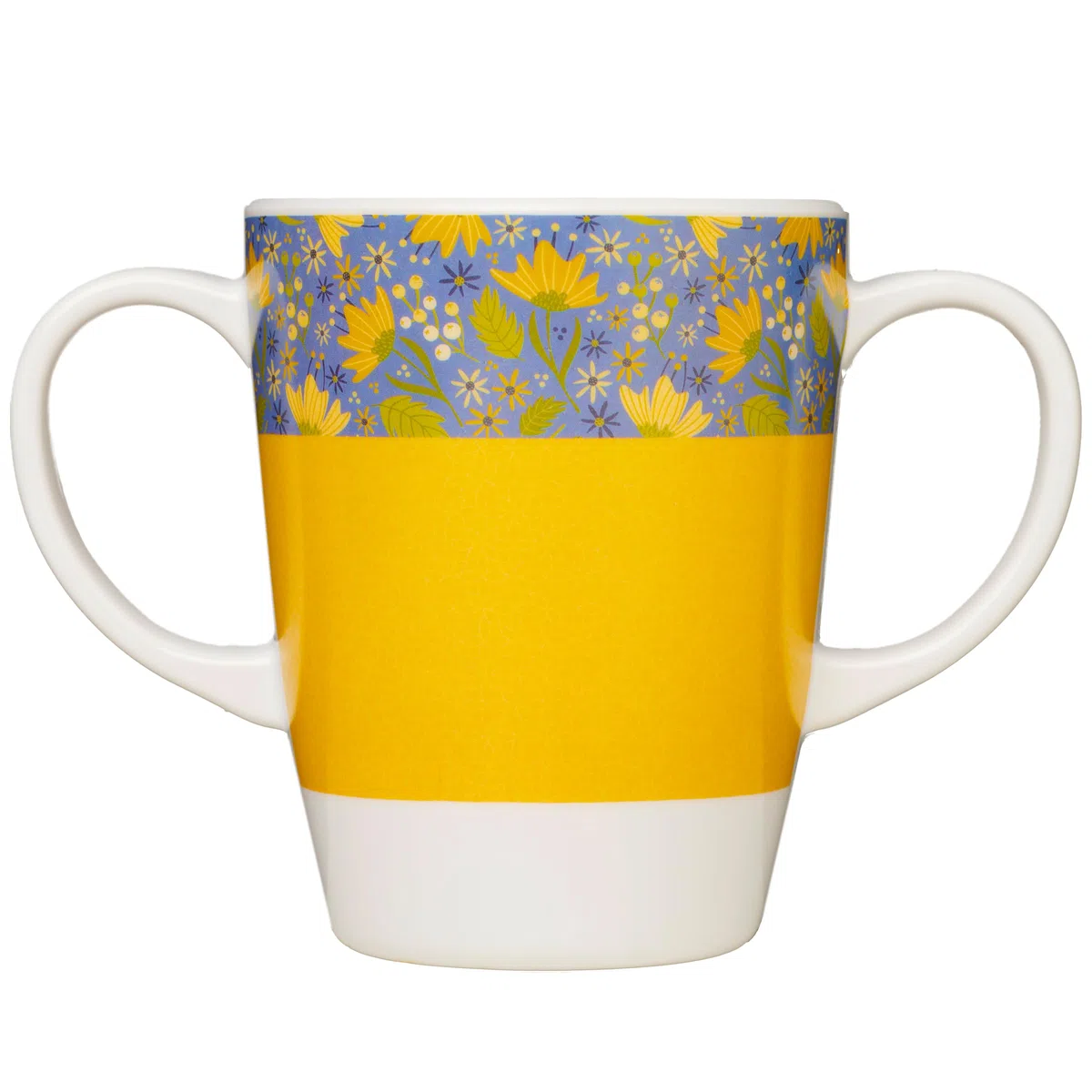 Tazza in melamina con due manici, leggera, 126 g, capacità 400 ml, aiuto per la mobilità quotidiana per anziani, demenza, tremori, artrite e presa debole (giallo)