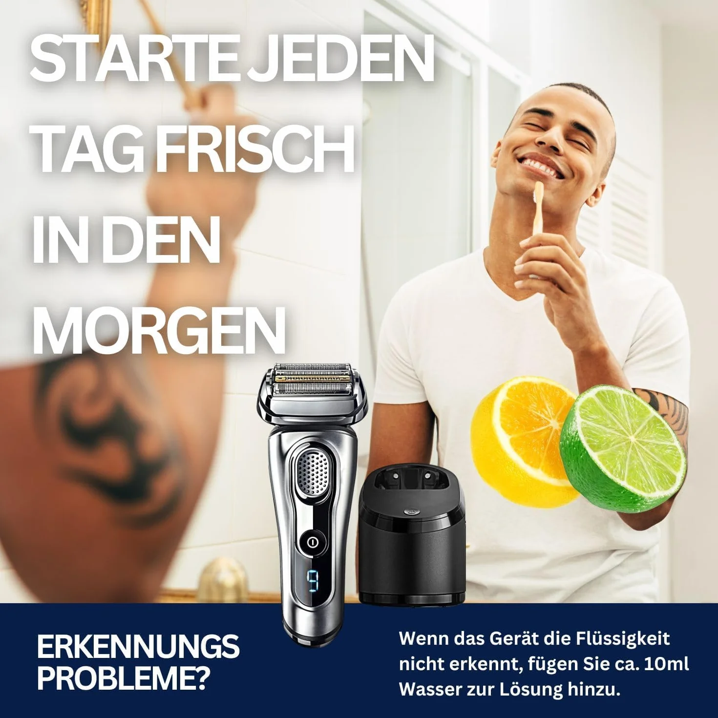 detergente per testine di rasatura, 2 flaconi da 1 l, adatto per la ricarica di Braun Clean & Renew Synchro Activator & Pulsonic Series 3/5/7/9
