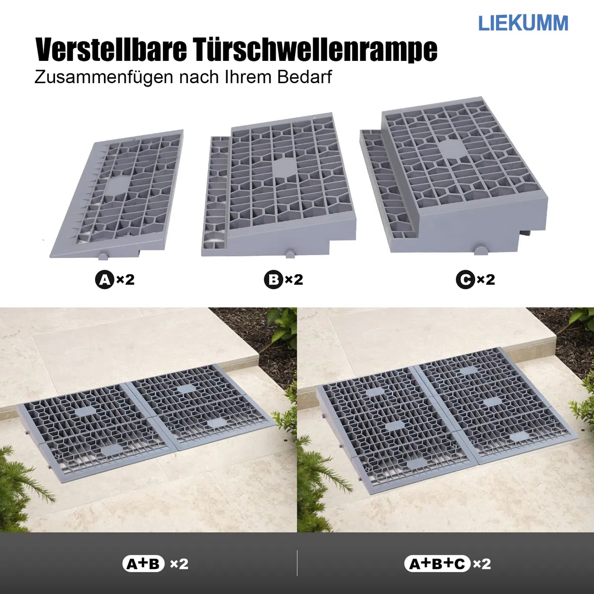 LIEKUMM Rampa per Sedia a Rotelle, Altezza 5 cm, Rampa per Disabili Capacità 1400 kg, Rimovibile per Porte, Altezza 5 cm