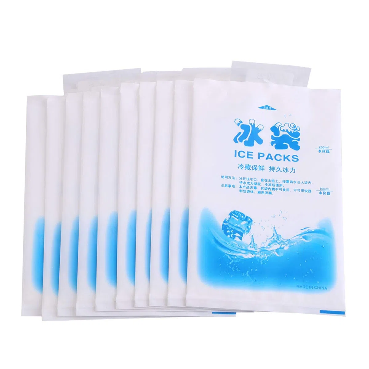 10 Pezzi Borsa Ghiaccio Istantaneo gel Riutilizzabile Congelabile per Sport Primo Soccorso Trattamento Lesioni 200ml