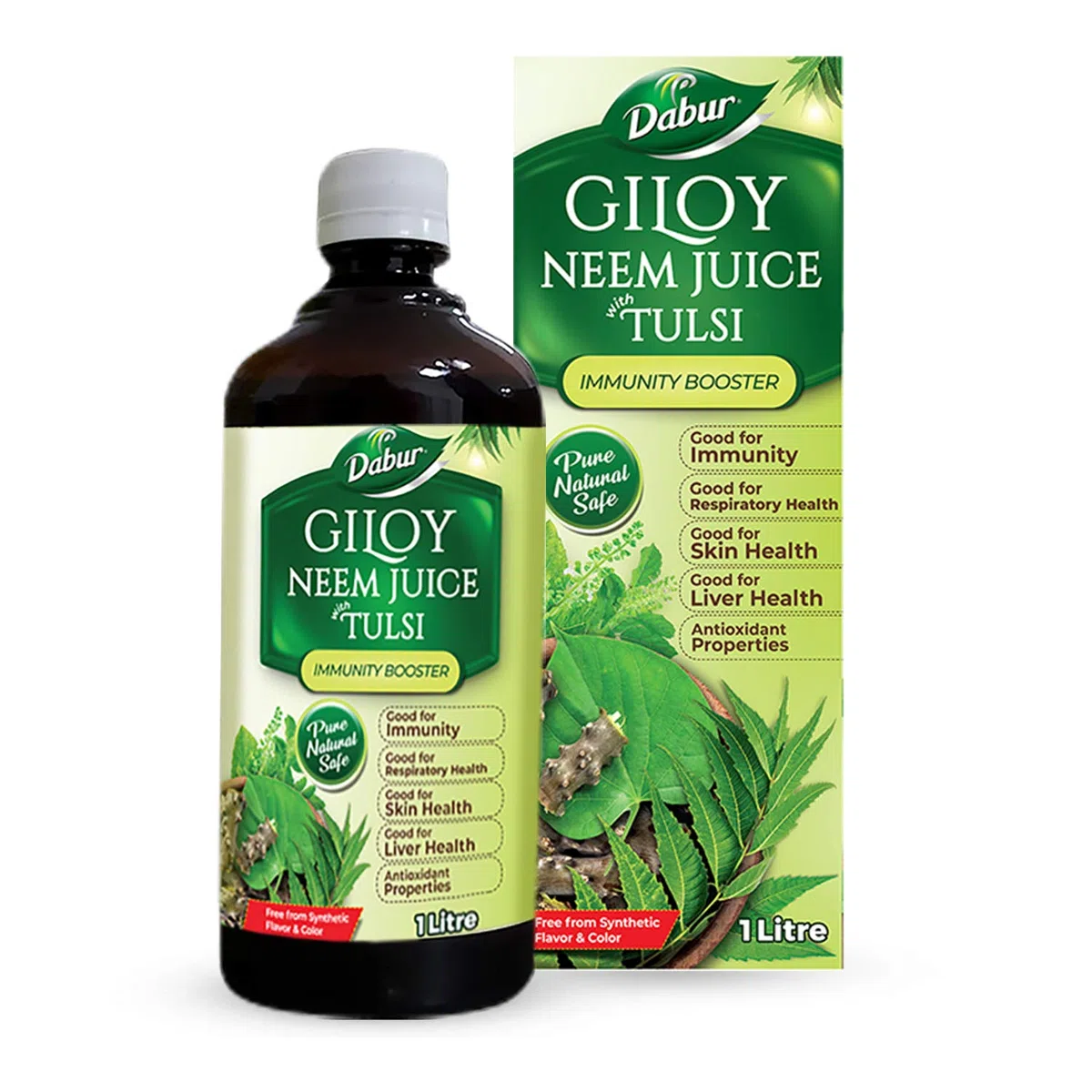 Dabur Succo di Giloy Neem Tulsi: Beneficio dei Booster di Immunità 3 in 1 con il potere di Giloy, Neem e Tulsi|Succo Puro, Naturale e Ayurvedico al 100% -1L