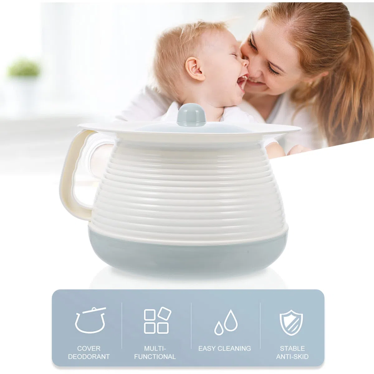 DOITOOL Vaso per orinatoio in plastica con coperchio, per bambini, portatile, per adulti, spittoon, paziente, per auto, anziani, ospedali, ospedali, servizi igienici portatili di emergenza,