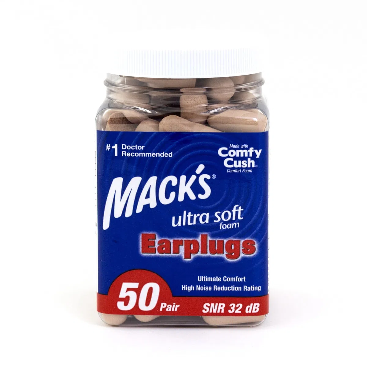 Mack's Tappi per le orecchie in schiuma ultra morbida, 50 paia, SNR 32 dB più elevati, comodi tappi per le orecchie per dormire, russare, viaggi, concerti, studio, rumore forte, lavoro | Made in USA