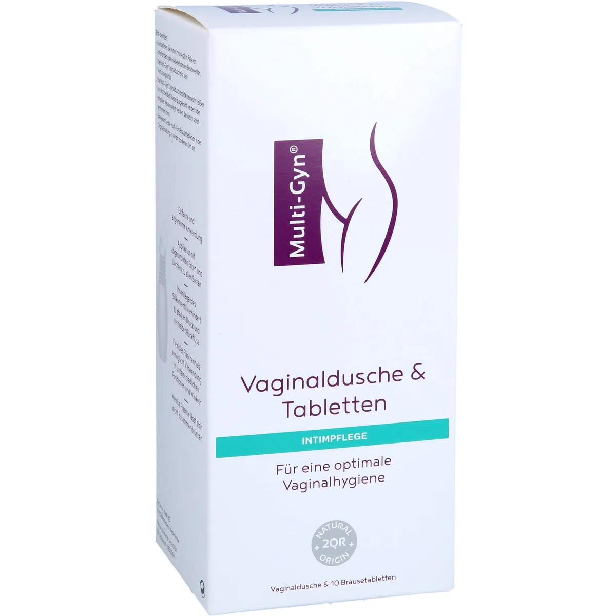 Multi-Gyn Doccia Vaginale Riutilizzabile con Compresse Effervescenti - Per Igiene Femminile Salutare - Pratico da Utilizzare Sotto la Doccia - Applicatore Morbido per un'Applicazione Dolce ed Efficace