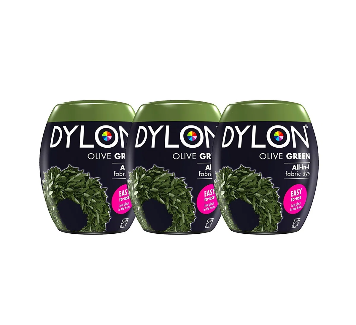 Dylon - Confezione da 3 cialde coloranti, 25 x 10 x 4 cm, Colore: Verde Oliva