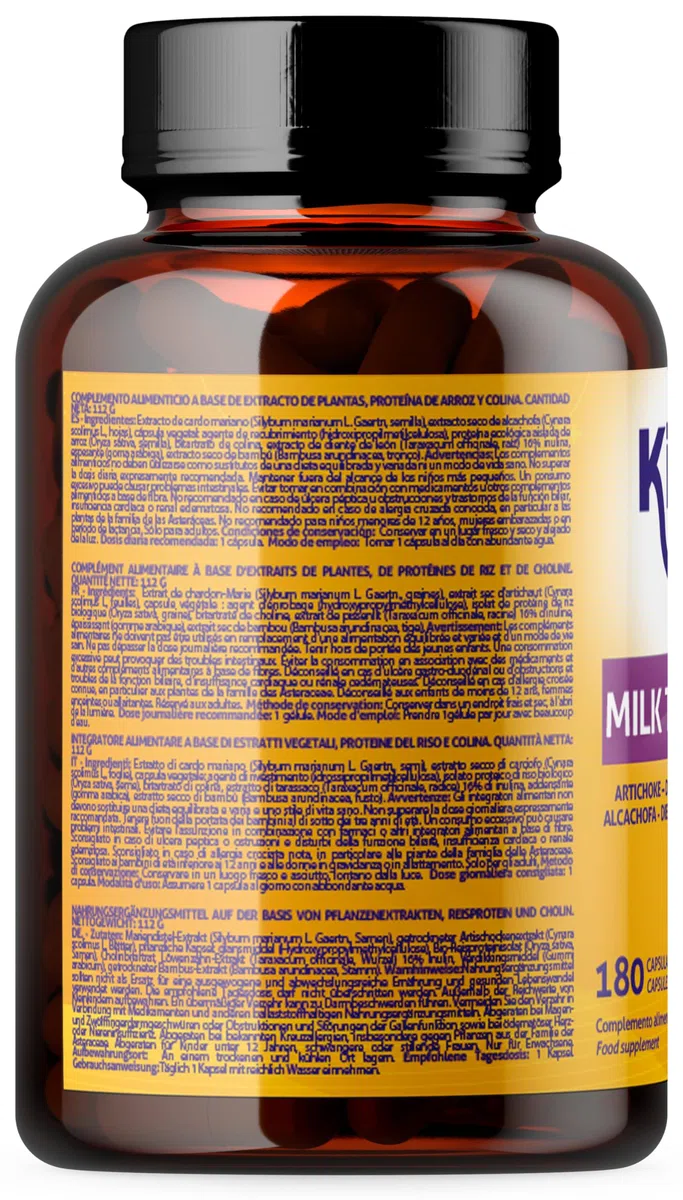 Cardo Mariano Tarassaco e Carciofo Detox Forte 180 Capsule con Colina e Silimarina 80% Estratto 25:1 Kinoko Life