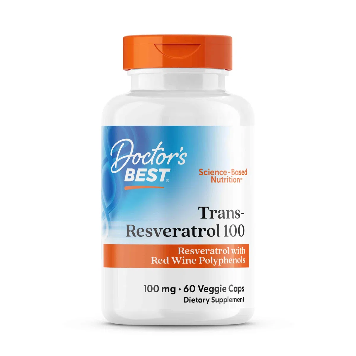 Doctor's Best, Trans-Resveratrolo 100 con ResVinol, 100mg, 60 Capsule vegane, Testato in Laboratorio, Senza Glutine, Senza Soia, Vegetariano