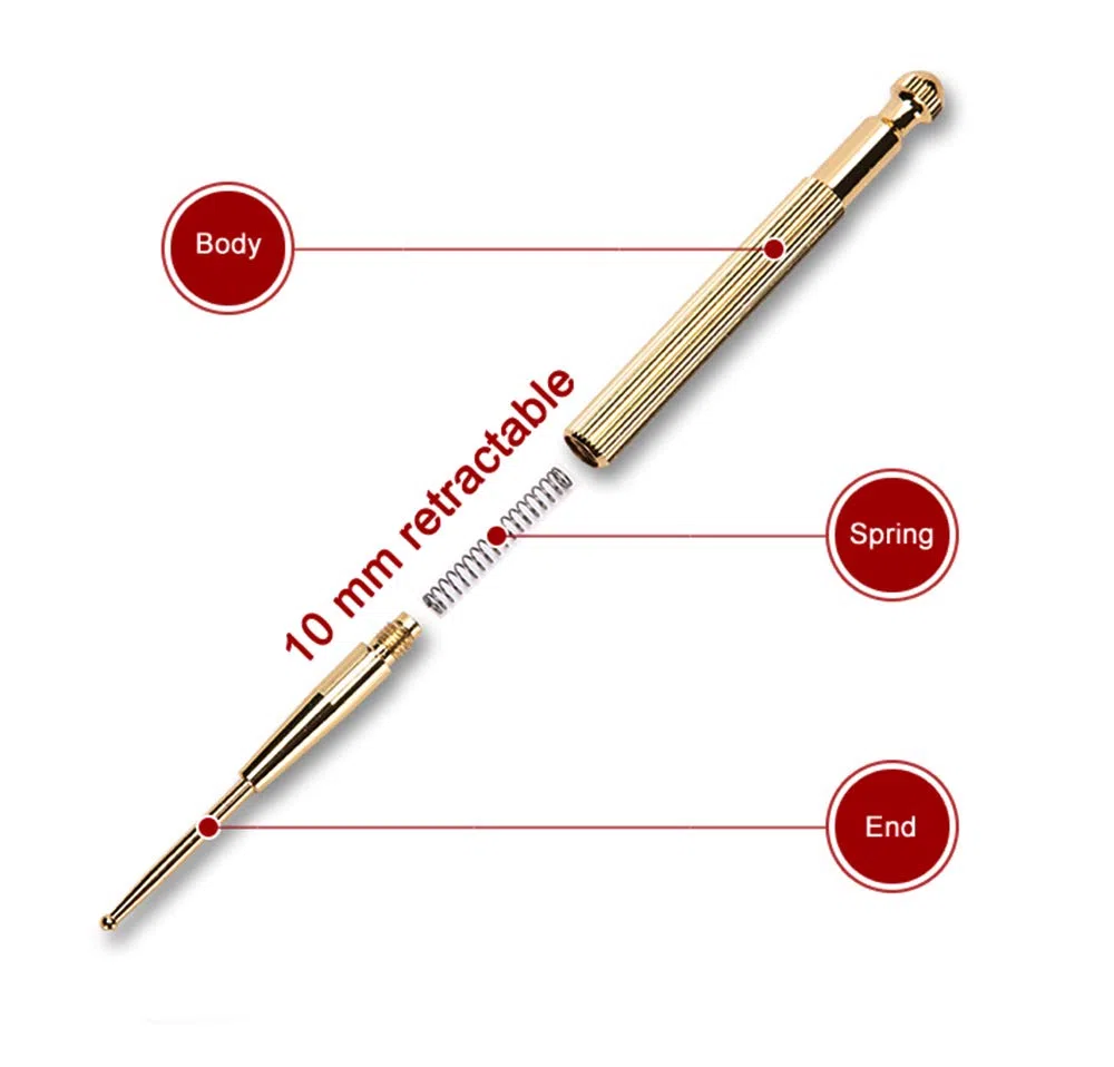 Elettronica Agopuntura Penna, Meridiano Massaggiatore Dolore Terapia Guarire Massaggio Penna, Terapia Auricolare, Rilevatore di Agopunti set di 2 (Gold + Silver)