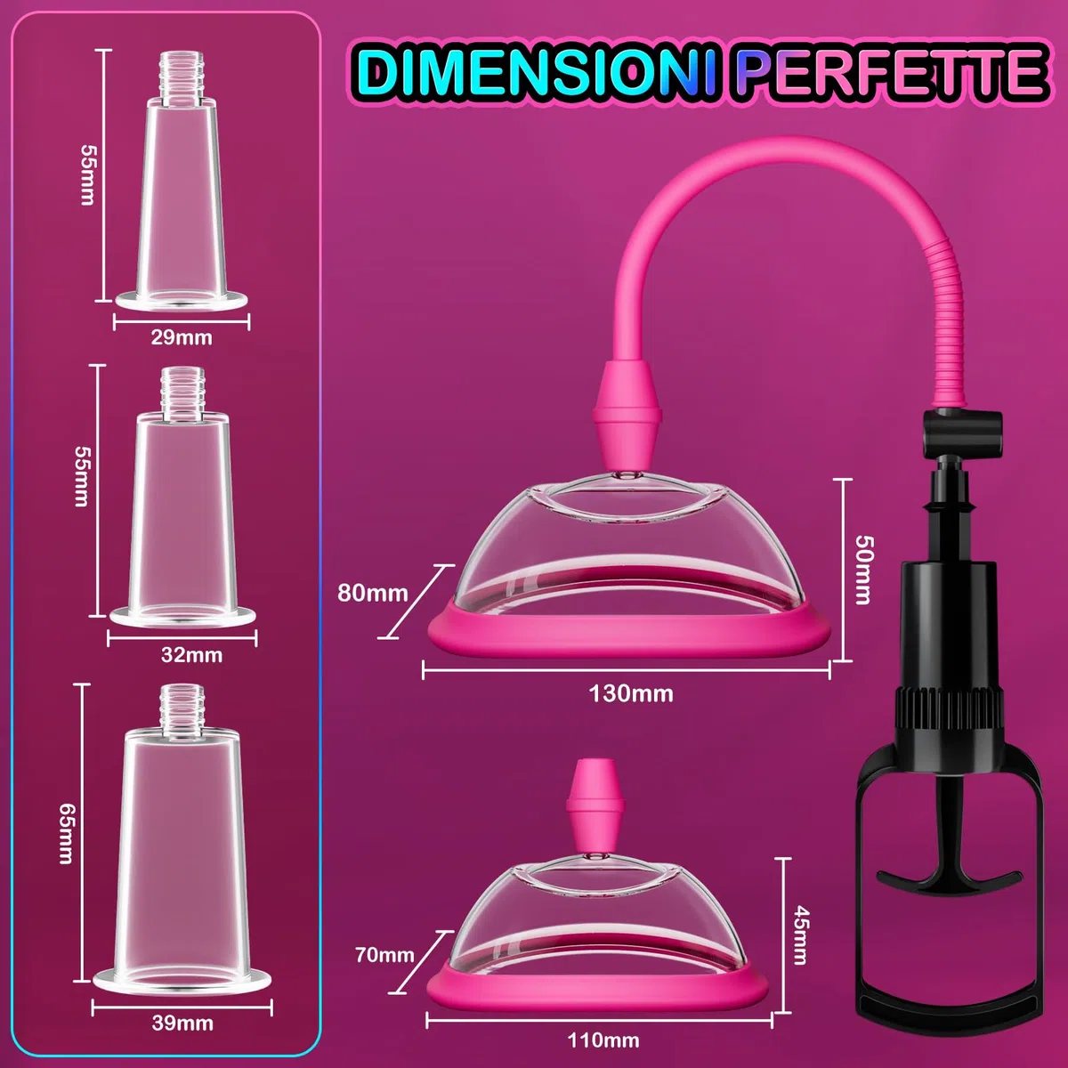 Sex Toys Succhia Clitoride per Donna - Manuali per Capezzoli Pussy Pump Succhia Clitoride con 5 Ventose, Stimolatore di Capezzoli e Clitoride per Donne e Coppie per Migliorare il Piacere Della Coppia