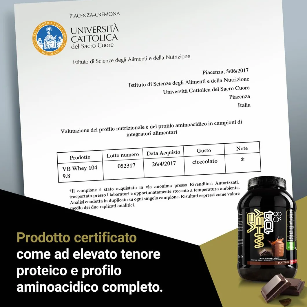 NET Integratori VB WHEY 104 9.8 Optipep - 450g Cioccolato - Proteine Isolate Idrolizzate per via Enzimatica Con EAA e BCAA - Massimizza Sintesi Proteica, Crescita e Mantenimento Muscolare