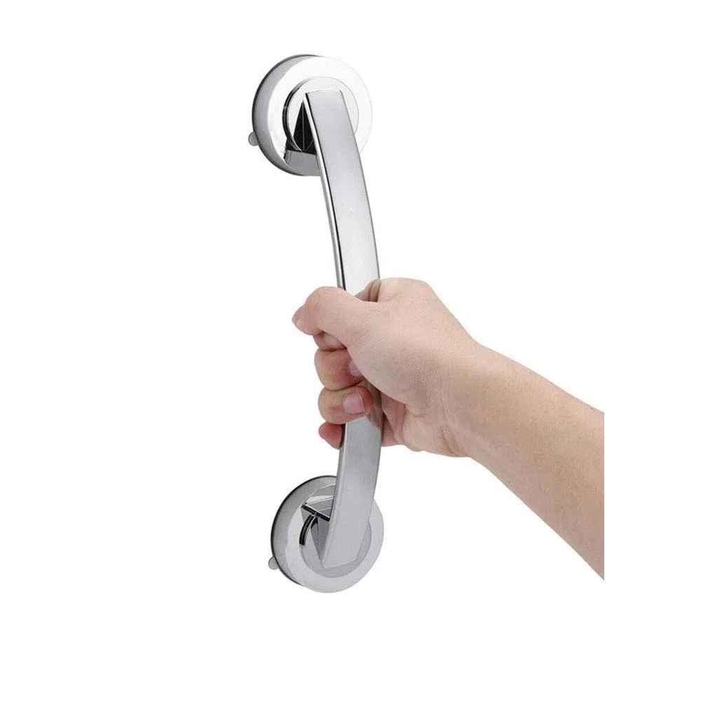 Barra a ventosa per il bagno, maniglia antiscivolo per la sicurezza, corrimano per doccia con impugnatura super ventosa per porta, finestra, armadietto, argento