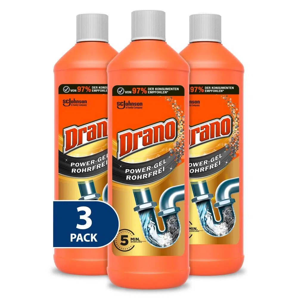 Drano (Mr Muscle) Power Gel Pulitore per tubi senza tubi, per cucina e bagno, rimuove l'intasamento, confezione da 3 (3 x 1000 ml)