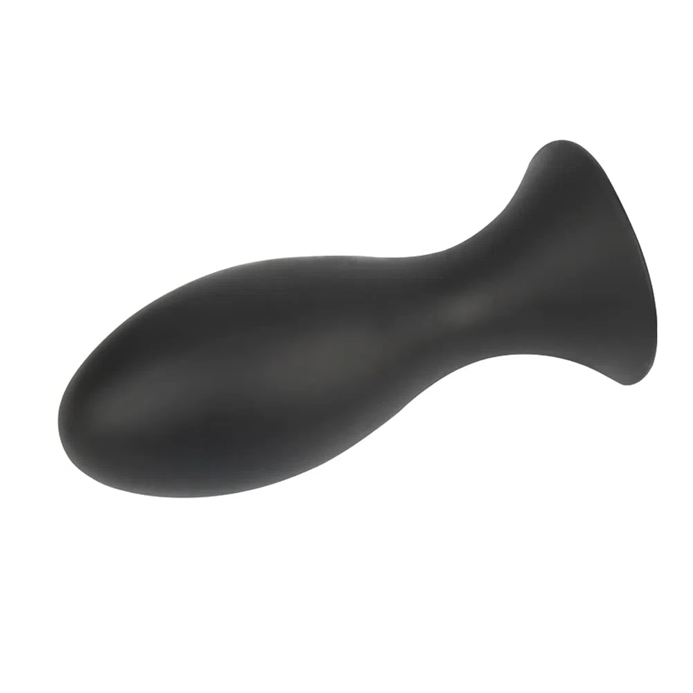 SXOVO Plug Anale Ovale con Ventosa Analesex Toy in Silicone Liquido Butt Plug Anale per Stimolazione Prostata Toys Sessuali per Donna Uomini Coppie (L,Nero)