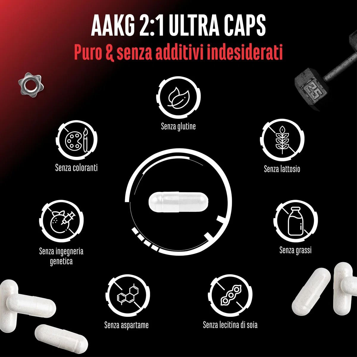 AAKG Ultra Caps - 365 capsule con 1150 mg ciascuna di L-arginina alfa-chetoglutarato pura - Amminoacido puro da fermentazione vegetale - Altamente dosato