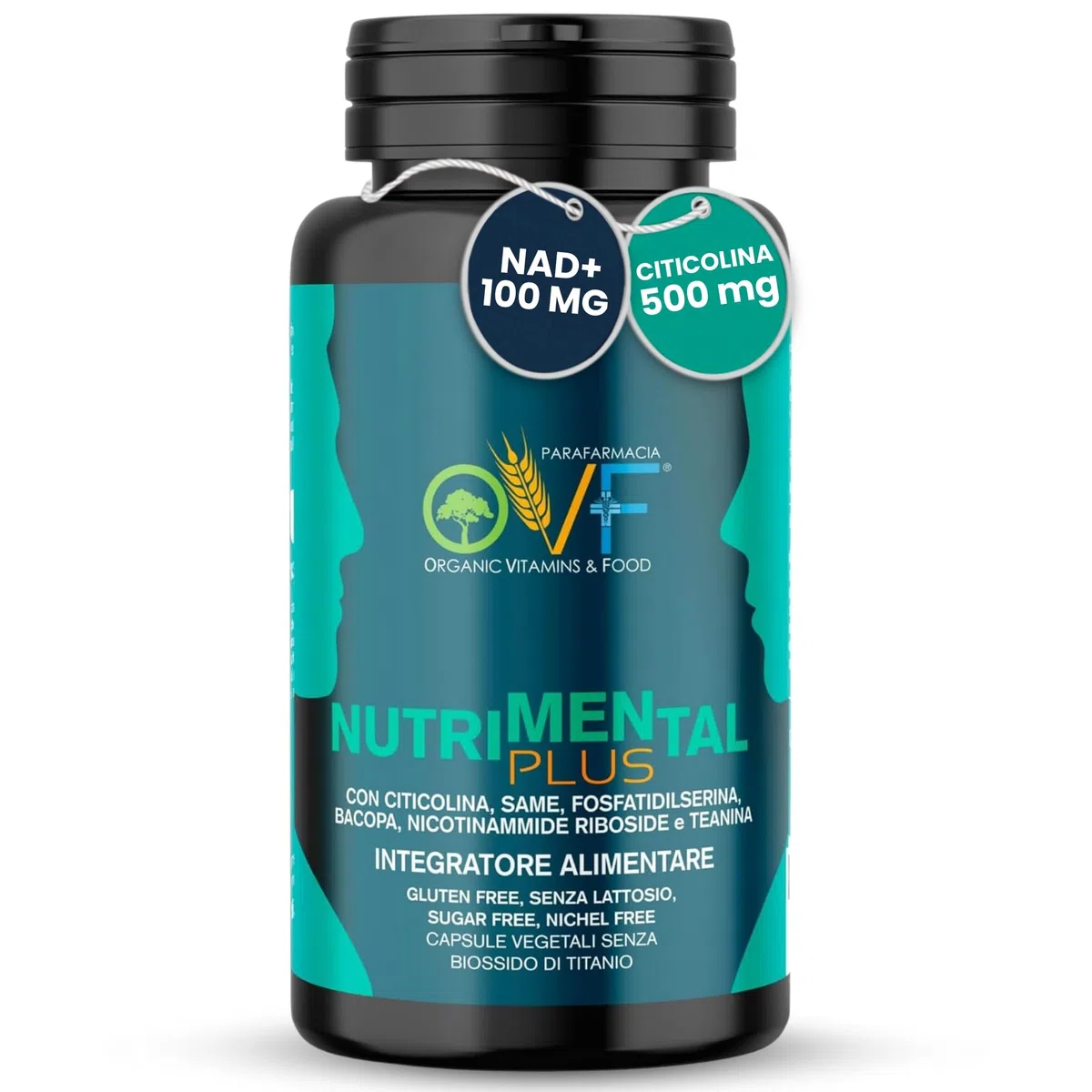 OVF Nutrimental Plus 500mg di Citicolina 60 cps, Integratore Studio Memoria e Concentrazione, contro la Stanchezza Mentale con Fosfatidilserina e Bacopa - per Ragazzi, Universitari, Studenti e Adulti
