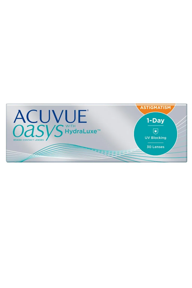 ACUVUE OASYS 1-Day per astigmatismo; Lenti a contatto giornaliere; visione chiara e stabile per tutto il giorno,comfort elevato;-2.00 diottrie; Cilindro -0.75 ; Asse 180 ; BC 8.5; DIA 14.30; 30 lenti