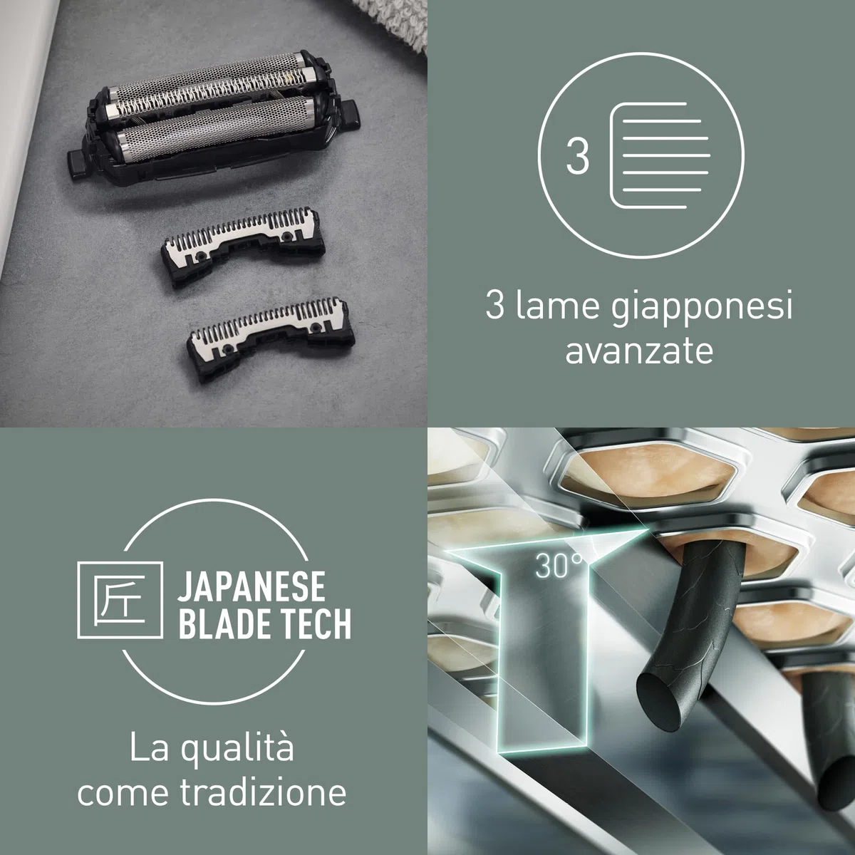 Panasonic WES9013Y1361 Lame di Ricambio per Rasoi Elettrici ES-LL41 ES-LL21 ES-GA21 ES-LT71, ES-LT31, ES-RT87, ES-RT67 e ES-RT47 Set Combinato Sistema a 3 Lame Acciaio Inox Giapponese all'Avanguardia