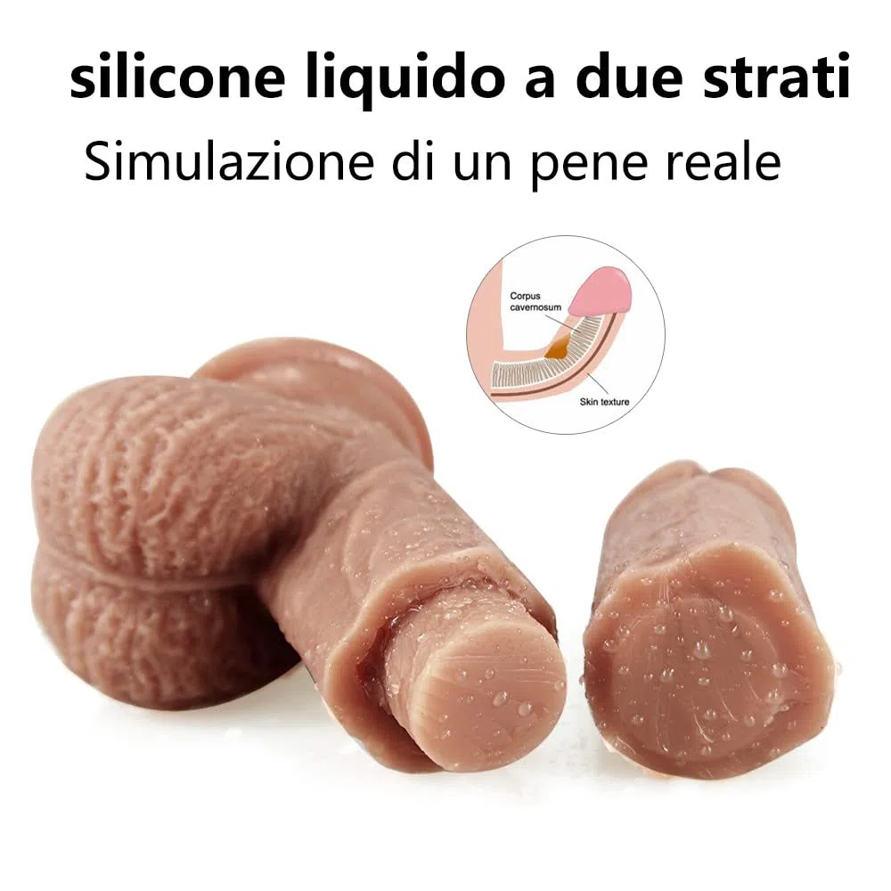 Dildo realistico in silicone da 22cm per principianti con a forte ventosa per gioco a mani libere, dildo anale con asta curva e palline, toys sesso per lei